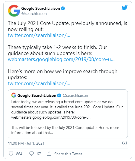 Bản cập nhật cốt lõi của Google tháng 7 năm 2021