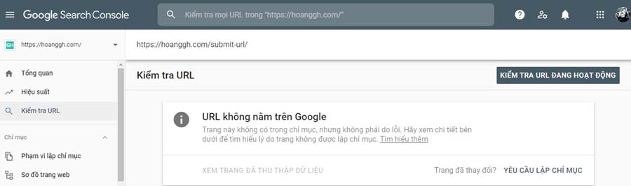 Submit URL trong Google Search Console