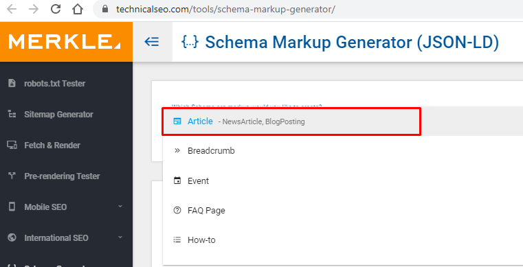 công cụ schema markup Generator